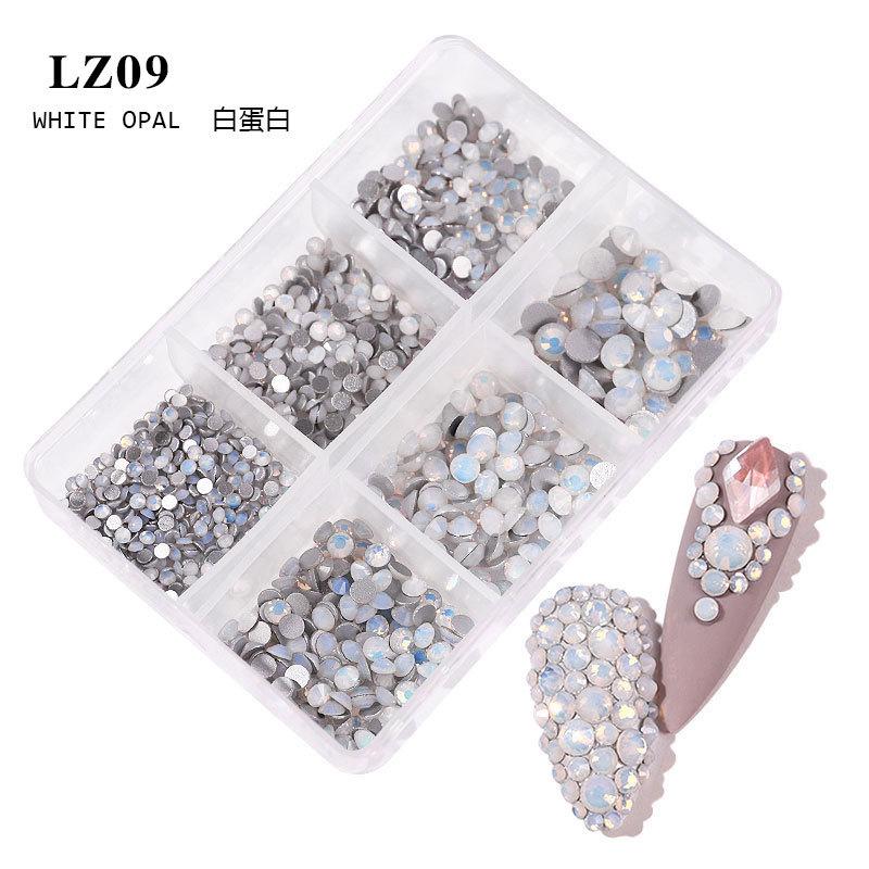 Nail Art Flat Bottom Diamond Mixed Color Champagne 6 Grid Mixed Batch Nail Diy Jewelry Sticker Diamond Nail Art Jewelry