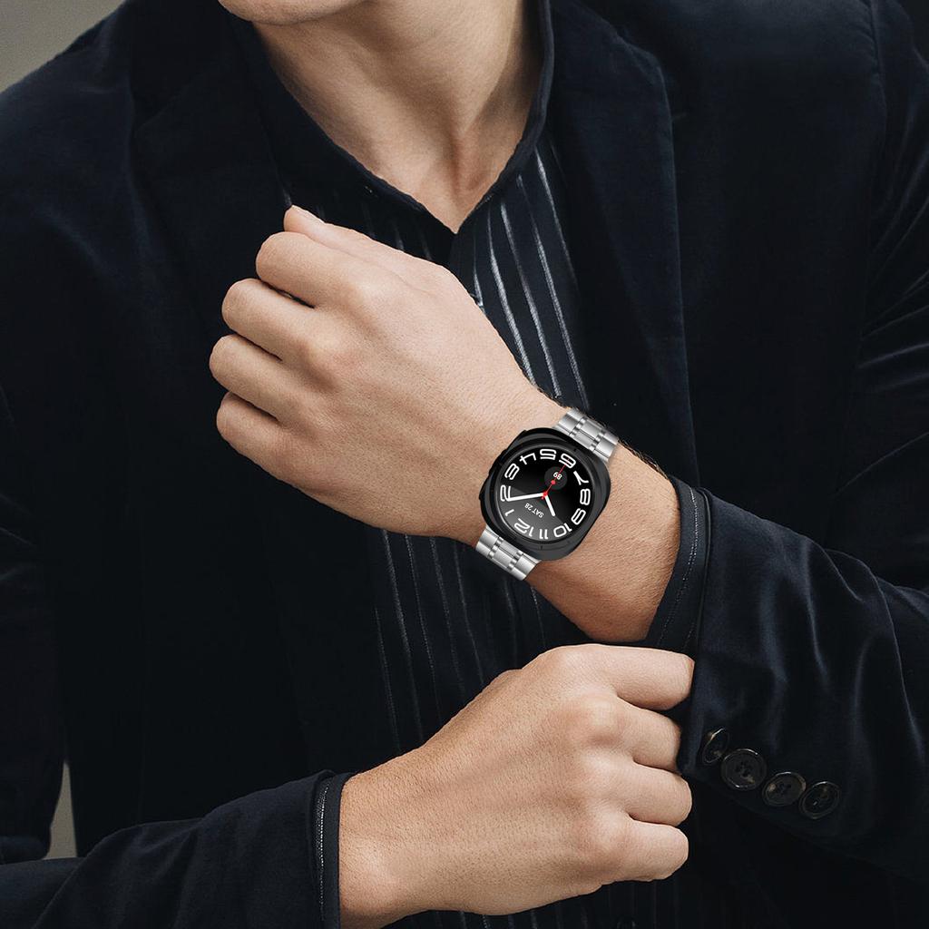 Для Samsung Galaxy Watch Ultra 47 мм Ремешок для часов 5-рядный Браслет для часов из нержавеющей стали