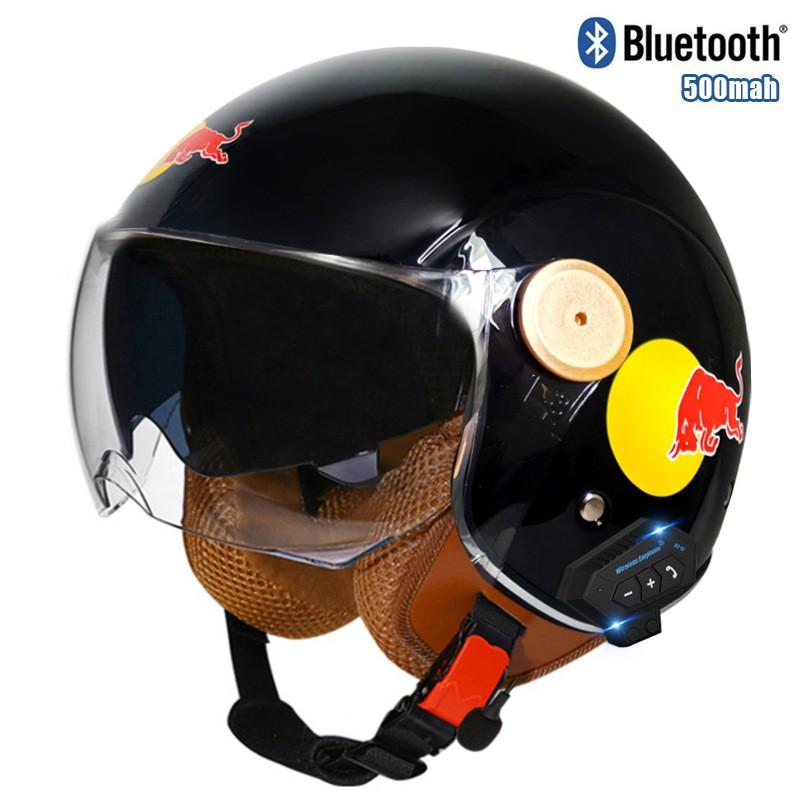 3C DOT Certified Bluetooth Motorcycle Half Helmet Retro Style Men Women All Season