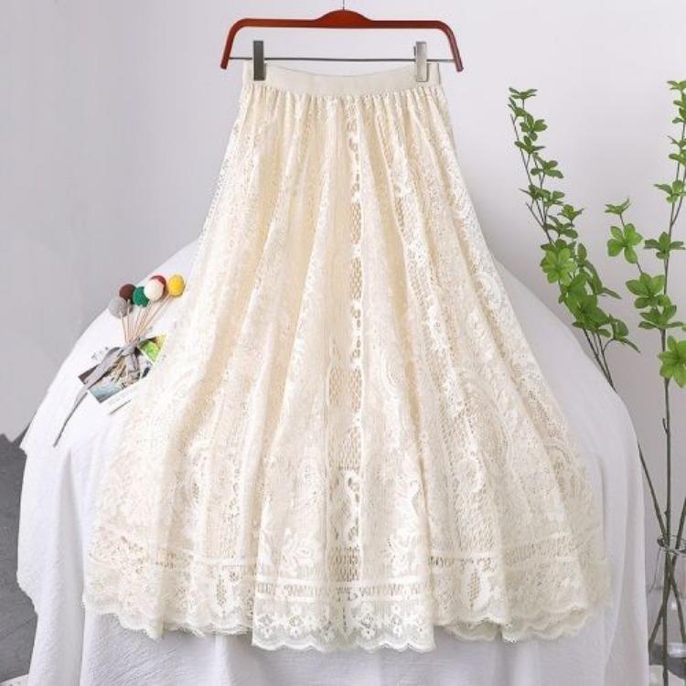 Юбка-полуюбка с вышивкой жаккардового цвета, женская весенняя юбка А-силуэта средней длины с высокой талией