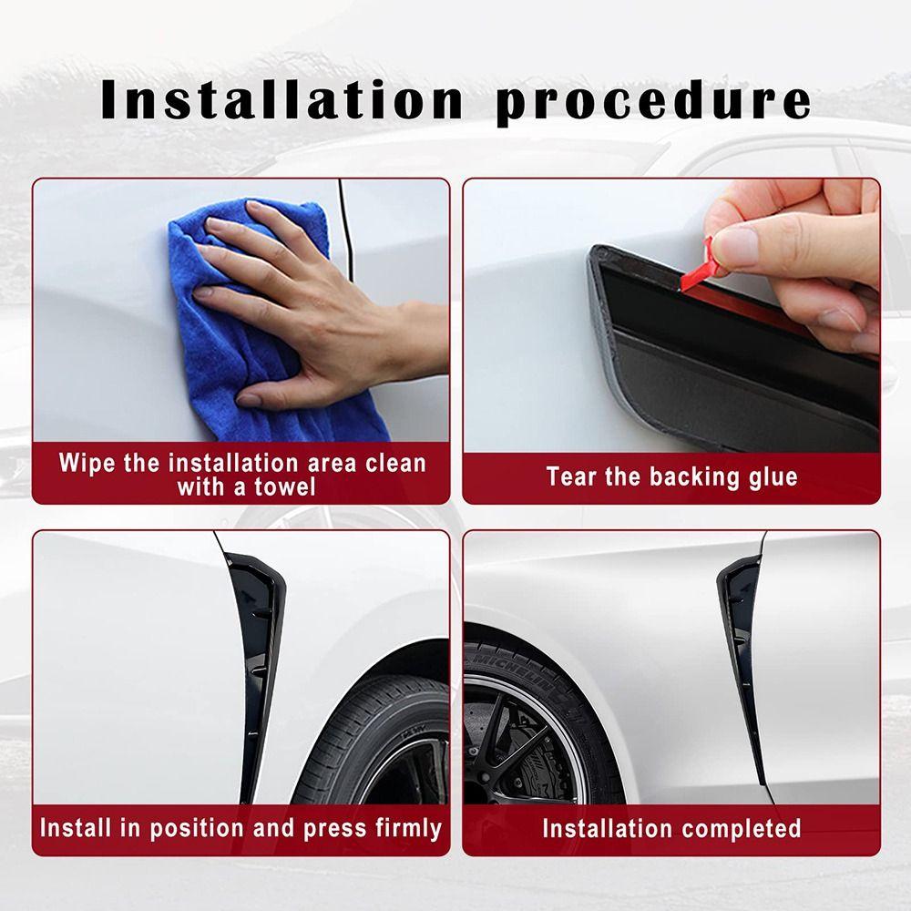 PCS Universal Air Flow Decorative Compatible Fender Sticker ABS Car Fender Side Vents Black Spoiler