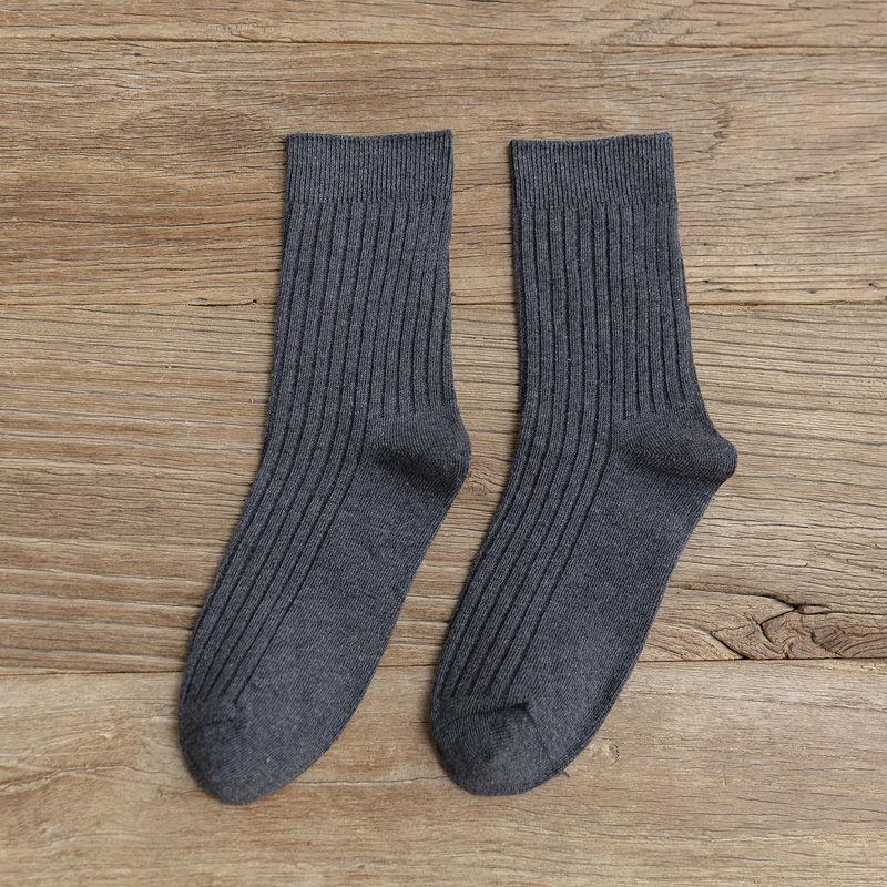 Women's Retro Forest Style Cotton Mid-Tube Socks - Versatile Solid Color for Autumn & Winter, Japanese-Style Long Pile Socks