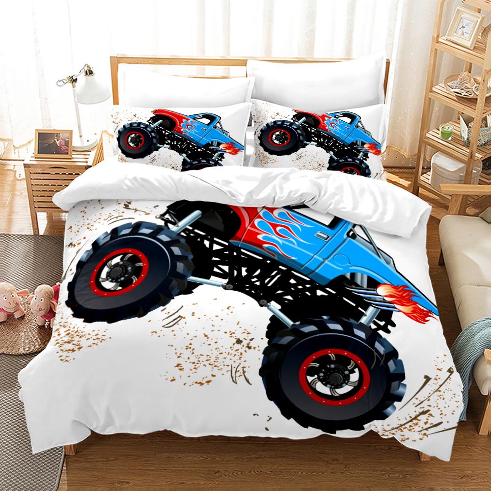 Постельное белье Monster Jam Односпальное Полуторное Двуспальное Евро Размер King Size Комплект постельного белья Monster Jam F1 Спальня Подростка Комплекты с пододеяльником Аниме