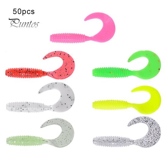 20/30/50 шт. 3/4/5/6/7 см мягкая приманка для червей красочная силиконовая вьющаяся рыболовная приманка с вьющимся хвостом пресноводная соленая вода универсальные рыболовные принадлежности для окуня