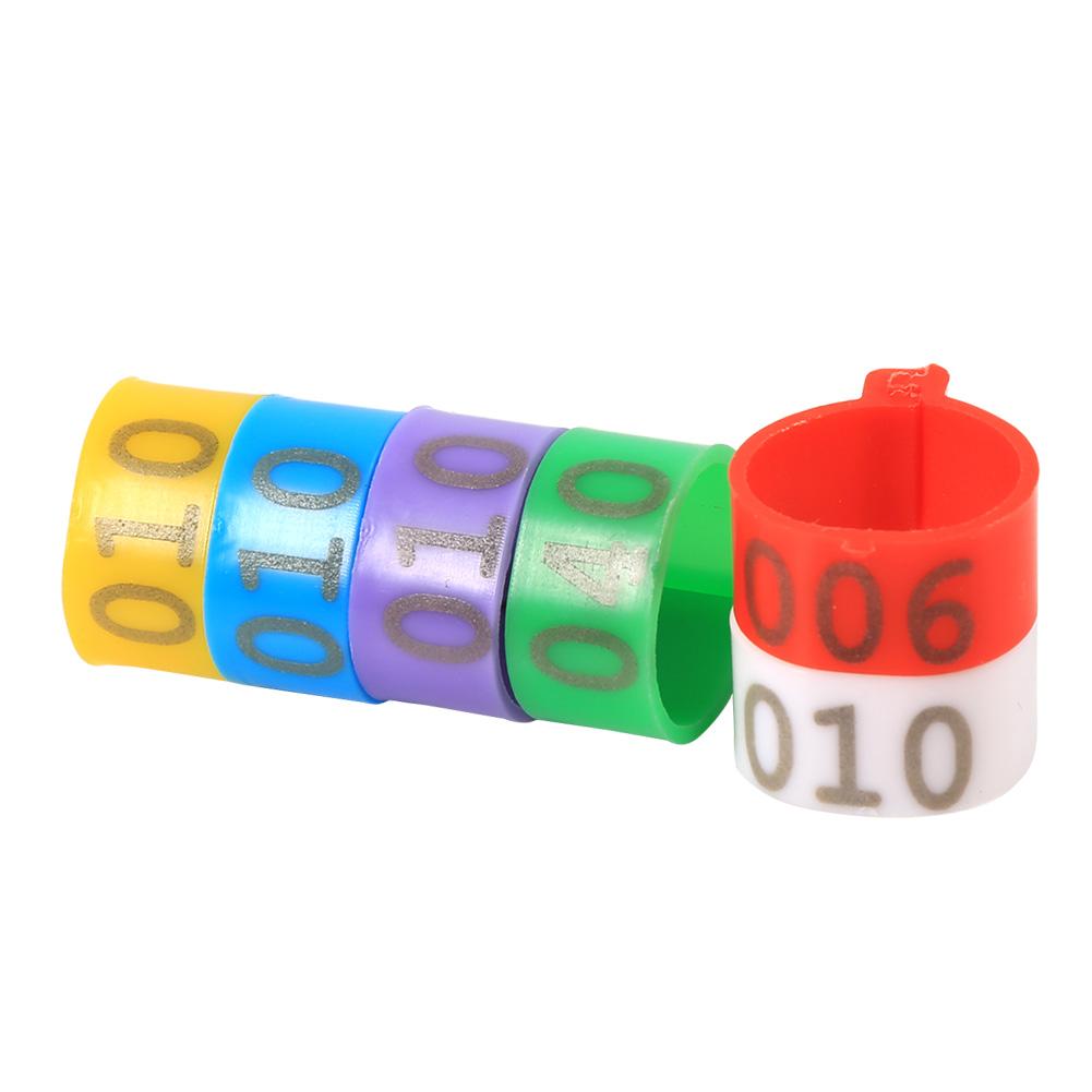 Bird Leg Rings Poultry Leg Bands 6Colors /Bag 16MM 001-100 Numbered Plastic Poultry Chickens Ducks Goose Leg Bands Rings