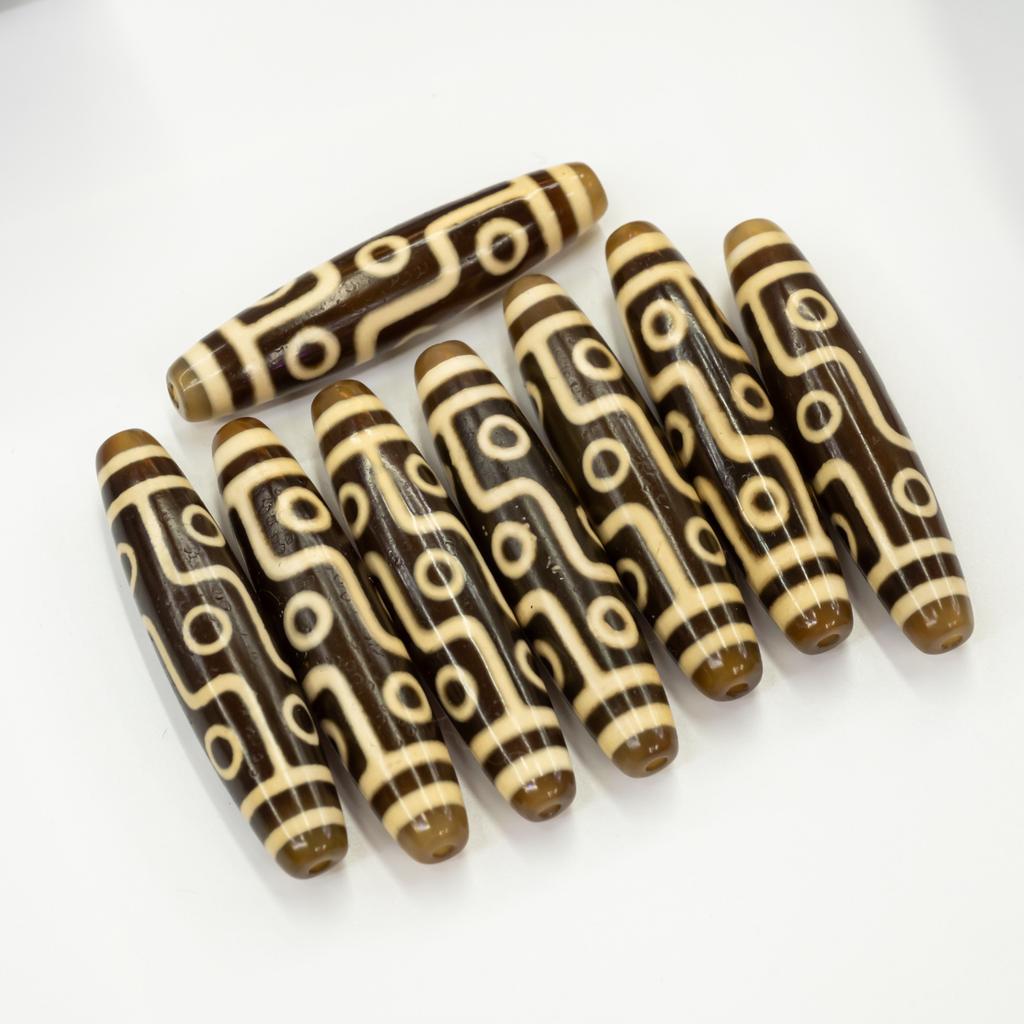 Taigong Tooth Yellow Nine Eyes Dzi Beads High Oil Differentiation Pulp Agate Loose Beads DIY Wenwan Bracelet Necklace Accessories