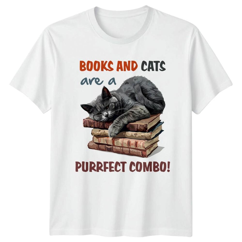Books And Cats Are A TShirt Bibliophile Cats Birthday Gift For Him And Her