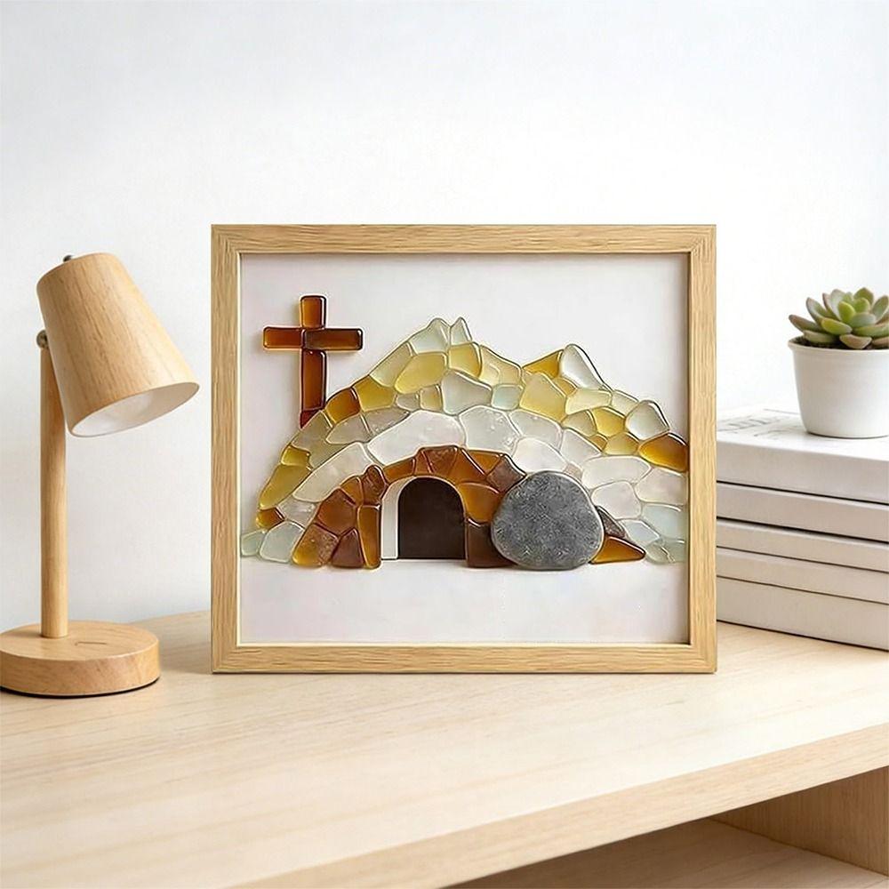 Handmade Simulation Sea Glass Cross Funny Resin Cave Crystal Crucifix Home Ornaments