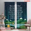 2pcs 2D Flat Printing Drapes Mountain Galaxy Landscape 100% Polyester Fabric Without Electricity Festive Curtains for Home Wall