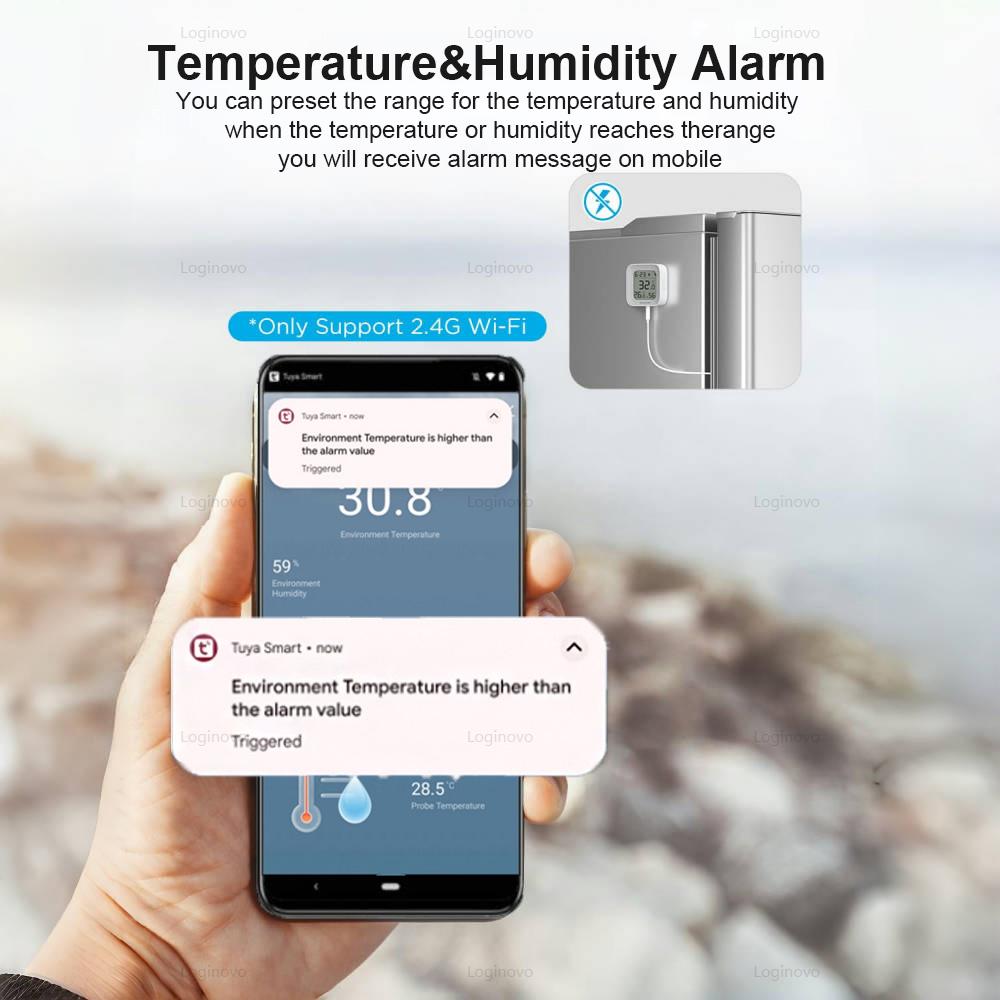 Smart Life Wifi Probe Temperature Humidity Sensor Optional LCD Digital Tuya Thermometer Hygrometer Meter For Incubator Aquarium