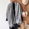 Manufacturer Cotton Scarf Shawl Circle Autumn And Winter Long Women'S Warm Fringed Jacquard Shawl Dual-Purpose Shawl