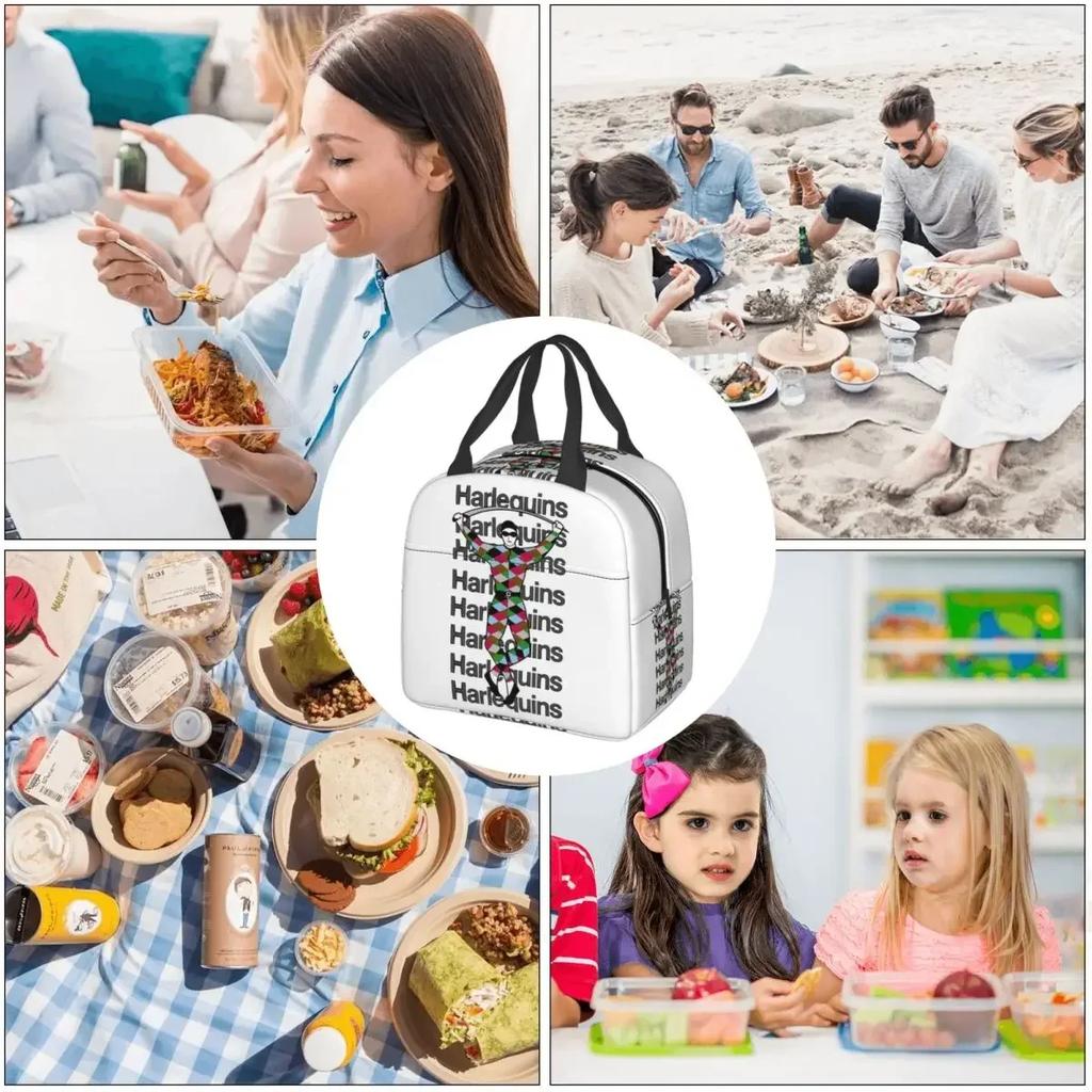 Harlequins Merch Insulated Lunch Bag for Women Kids Portable Food Boxes Thermal Lunch Box Tote