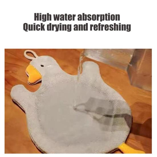 Милое утиное полотенце для рук Мягкое детское полотенце для рук Форма утки Впитывающее полотенце для ванной с петлей для подвешивания для кухни спальни