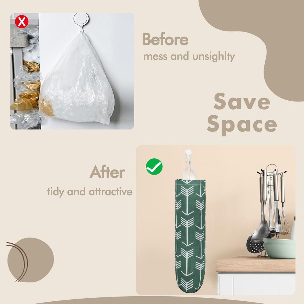 TOGETRUE Plastic Bag Holder, Large Wall Mount Trash Bag Storage Dispenser for Home, Kitchen, Travelling (Green)