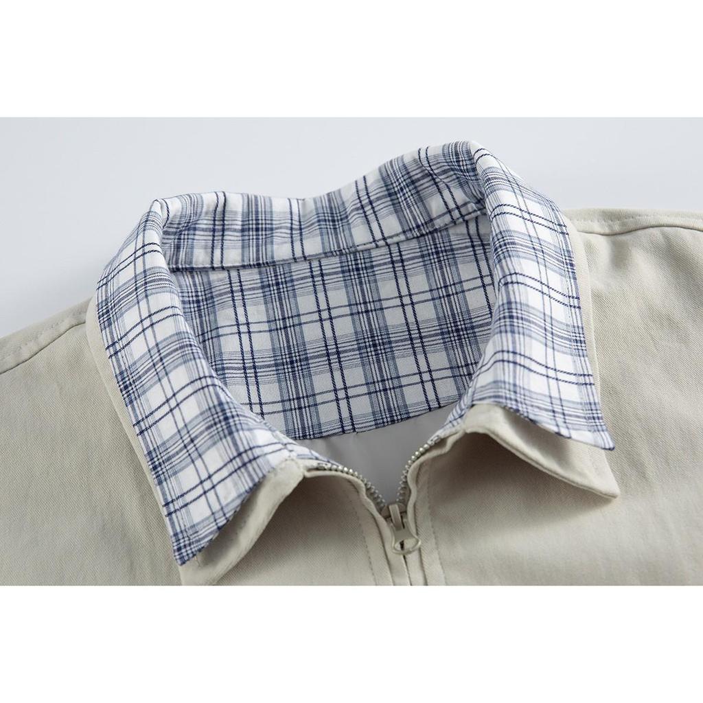 UNDOMAZE Men's Plaid Patchwork Workwear Jacket 25005