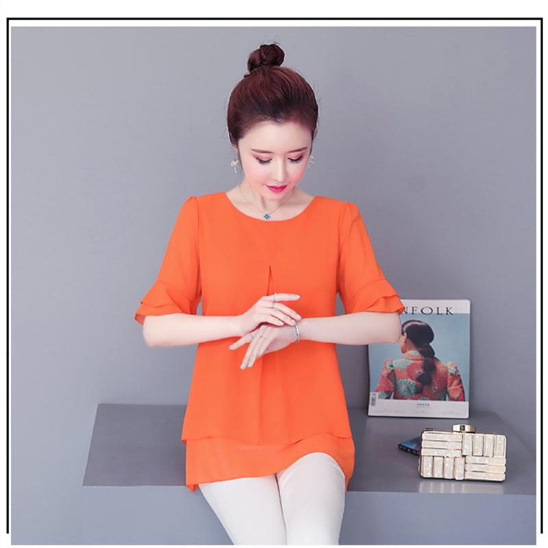 2022 Блузка, свободный топ, женские шифоновые рубашки с рукавами-бабочками, летняя женская одежда средней длины, новая корейская рубашка, топы с рюшами