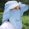 Solar Fan Hat with Neck Flap UV Protection Hat with Cooling Fan USB Rechargeable Breathable Men Women Summer Outdoor Wide Brim Sun Hat