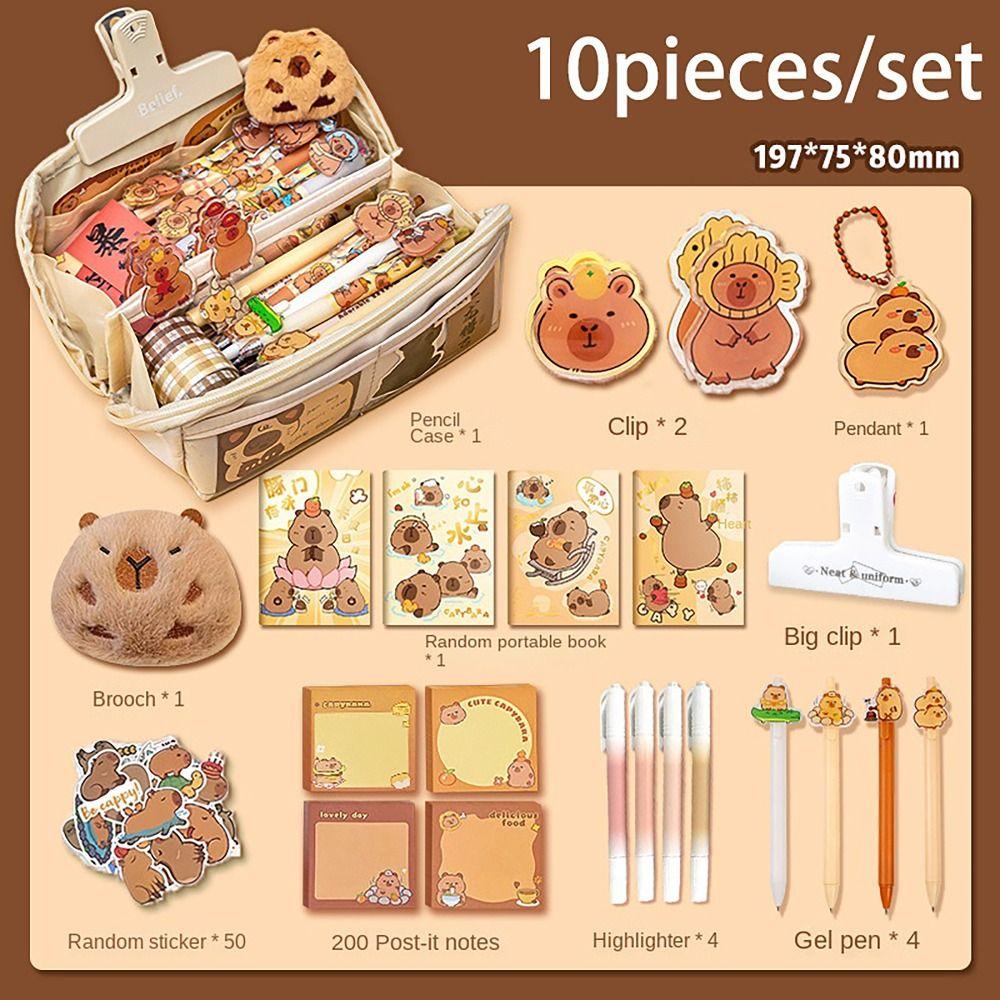 Пенал с принтом капибары, милый, многофункциональный, большой емкости, сумка для хранения канцелярских принадлежностей, 9 слоев, сумка для ручек, студенческая сумка для карандашей, подарок