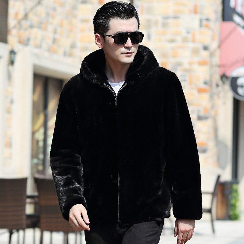 Мужская куртка из искусственного меха норки, утолщенная, большого размера, из искусственного бархата, для носки осенью и зимой