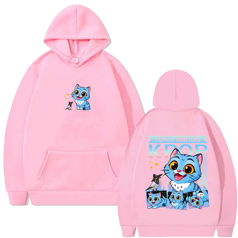 K-pop Охотники на демонов Нелепый принт тигра Толстовка Мужская Повседневная Оверсайз Флис Хлопок Худи Мужские Женские Мультяшный Тренд Пуловер