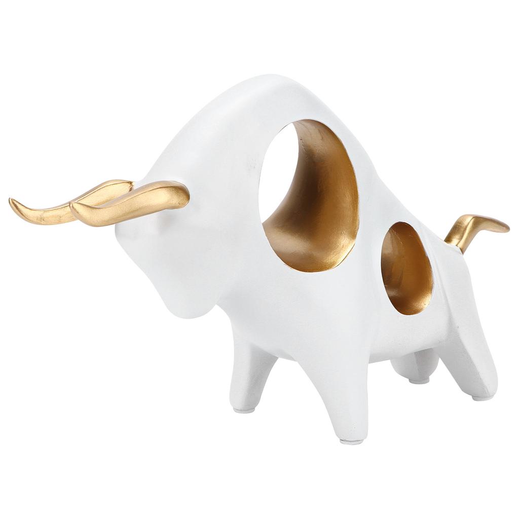 Bull Sculpture Golden EcoFriendly Hand Carving Synthetic Resin Animal Statue for Home Livingroom