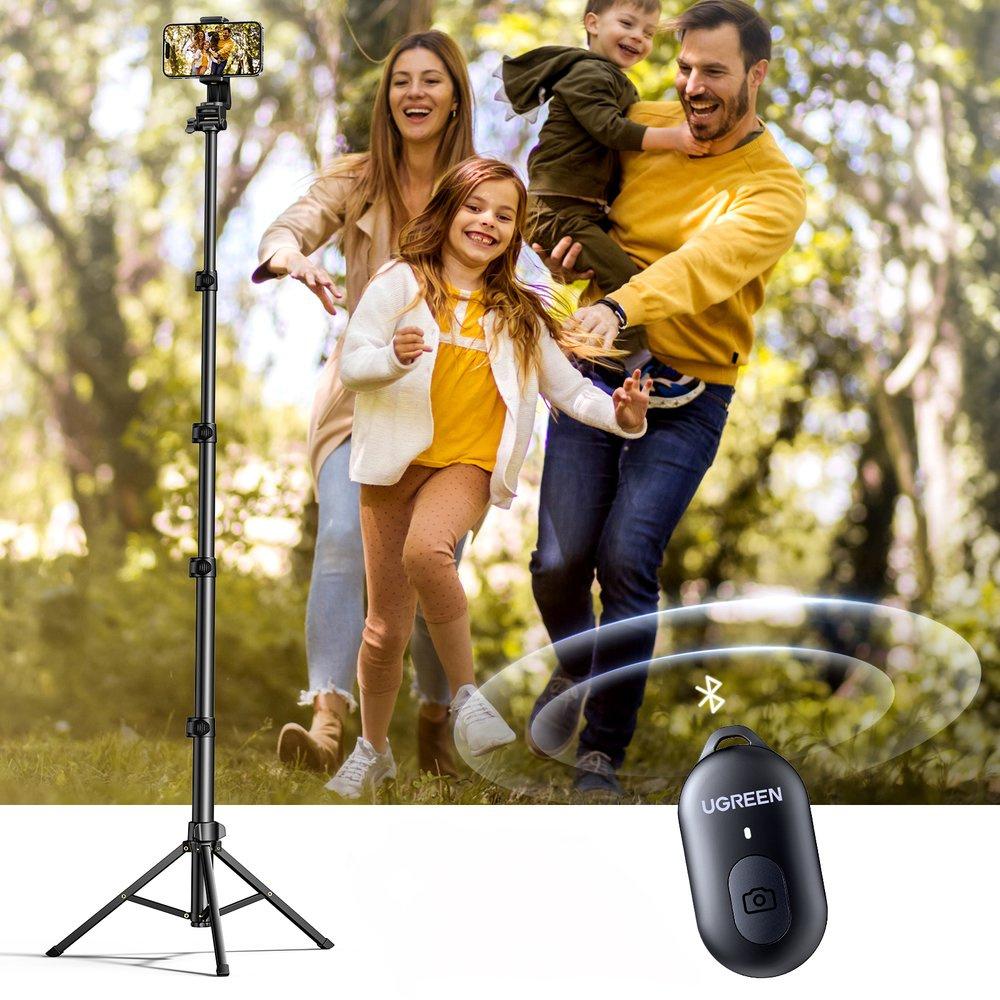 Ugreen Lp680 Selfie Stick With Stand And Bluetooth Remote Control 1.8M - Black
