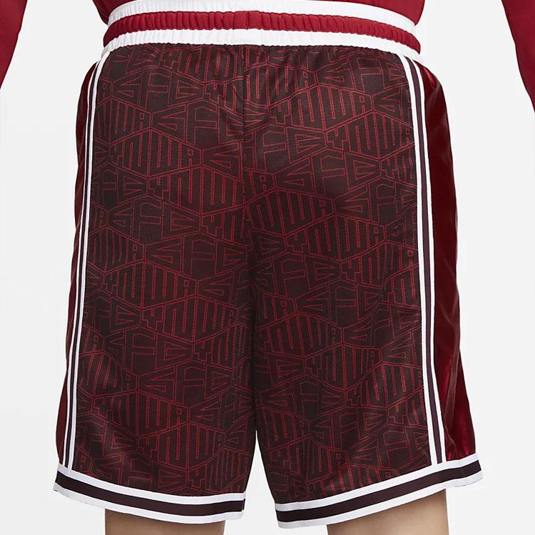 Nike X LeBron X Liverpool Collaboration Logo Embroidered Lace-Up Striped Mid-Rise Basketball Shorts Men Shorts DX0145-652