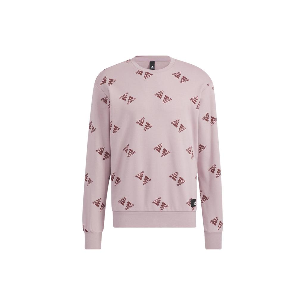 Adidas All-Over Print Sports Crew Neck Sweatshirt Men Tops Pink HE7449