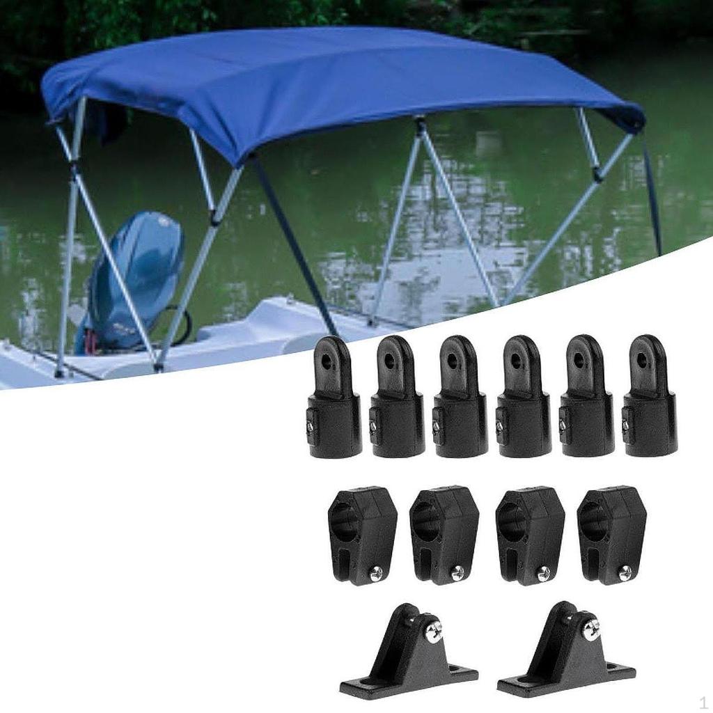 Фурнитура для тента Бимини для лодки 4-х челюстной слайд 12 штук Черные аксессуары 1 дюйм, 7/8 дюйма 2