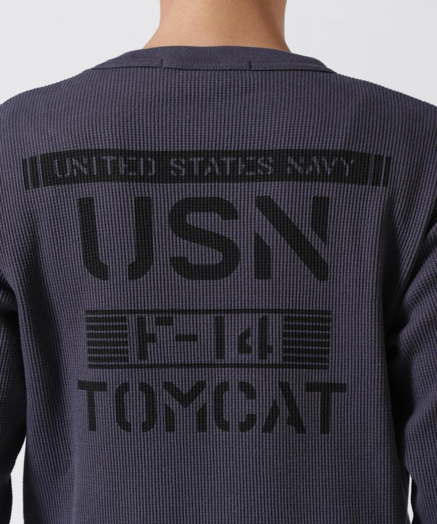 AVIREX MINI WAFFLE Long Sleeve Size T-SHIRT, Men's T-Shirt, M, 410, Charcoal, 783-5130015