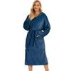 Winter Fleece Hooded Bathrobe Long Sleeve Warm Loungewear Women