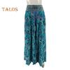 Women Summer Casual Pants Wide Leg Elastic High Waist Long Pants Retro Printing Culottes Loose Fit Flowy Trousers Streetwear