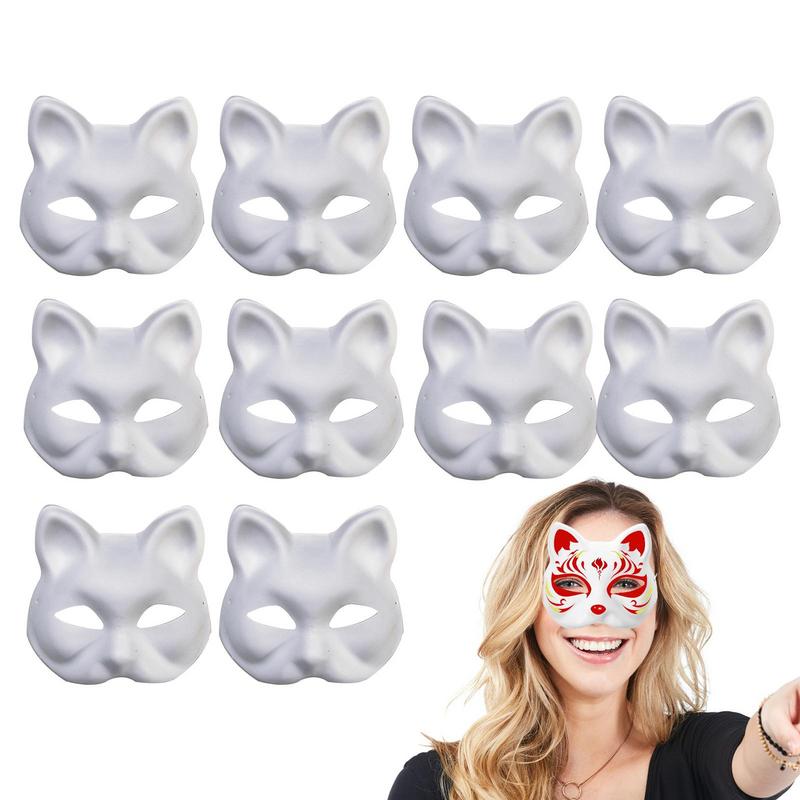 Masquerade Cat Face Masks Party Animal Half Facemasks Masks Props Paintable Blank Masks Party Halloween Cosplay Accessories