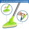 3 In 1 Long Handle Tile Scrubber Cleaning Brush Triangle Sponge Glass Wiper 180° Rotatable Retractable Bathroom Floor Cleaning