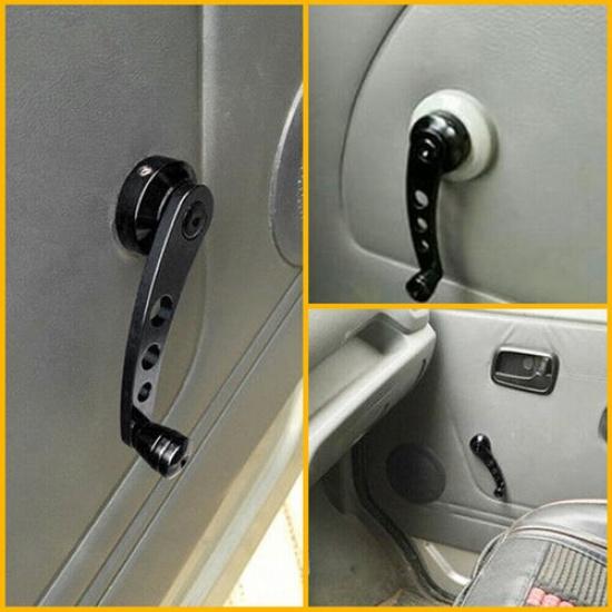 2Pcs Billet Black Aluminum Manual Car SUV Window Door Winder Glass Handle Crank