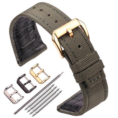 Ремешок для часов Черный Зеленый Синий Браслет Нейлоновый Холщовый Кожаный Ремешок Для Часов 20 мм 21 мм 22 мм Спортивный Удобный Ремешок Для Часов С Застежкой