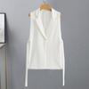 Women Vest Sleeveless Single Button Turn-down Collar Cardigan Solid Color Thin V Neck Casual Daily Wear OL Commute Business Waistcoat