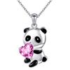 Heart Round Pendant Necklace Fashion Panda Necklace Collar Jewelry Gift Chokers Shape Zircon Bear Necklace Women Charm Chain