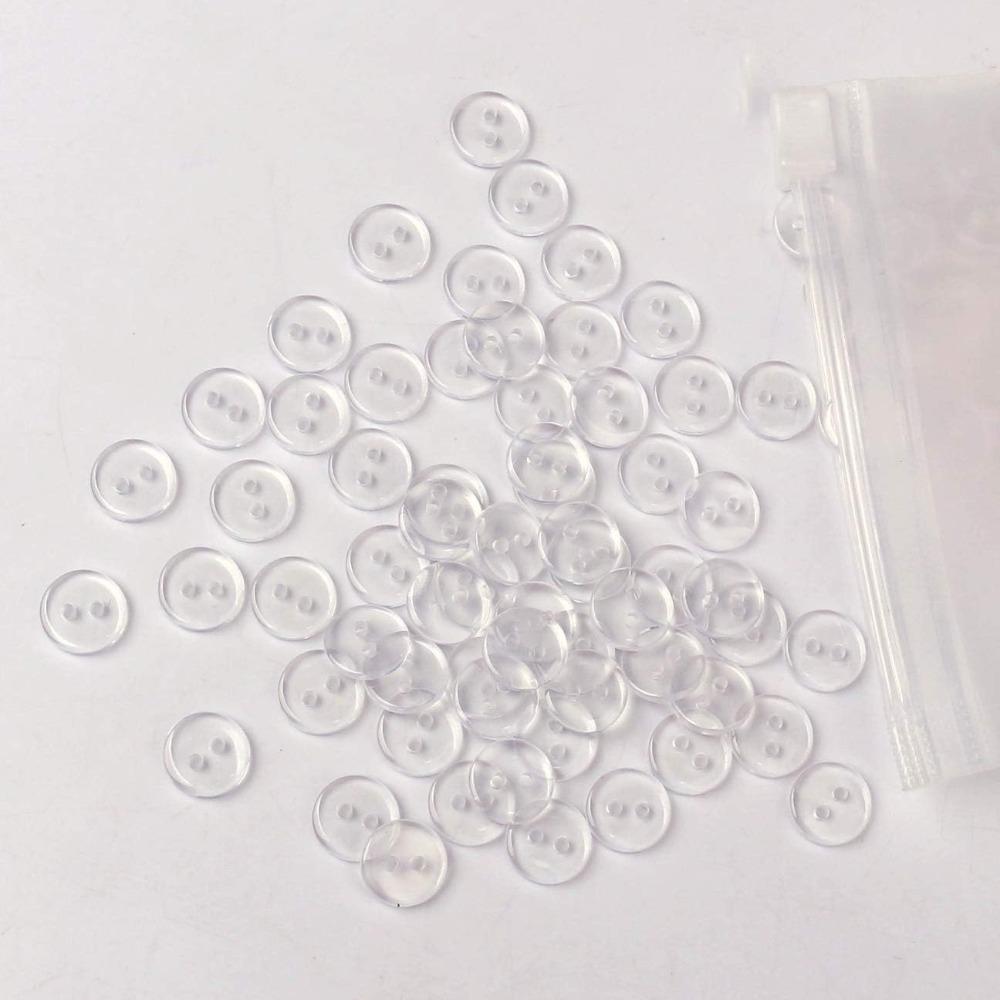 500 PCS 10mm Resin Buttons Clear 10mm Round Transparent DIY Craft Projects Shirt Buttons Sewing