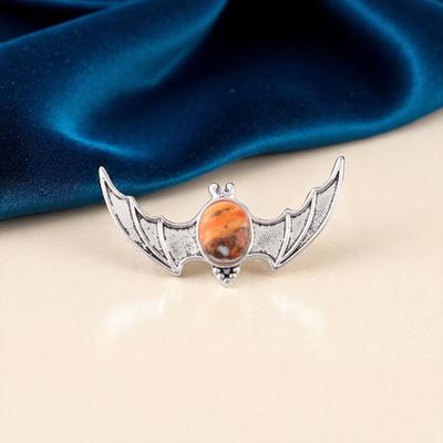Натуральный Оранжево-Медный Бирюзовый Камень 925 Пробы Серебро Ювелирное Изделие Кулон 1" CP-33-41