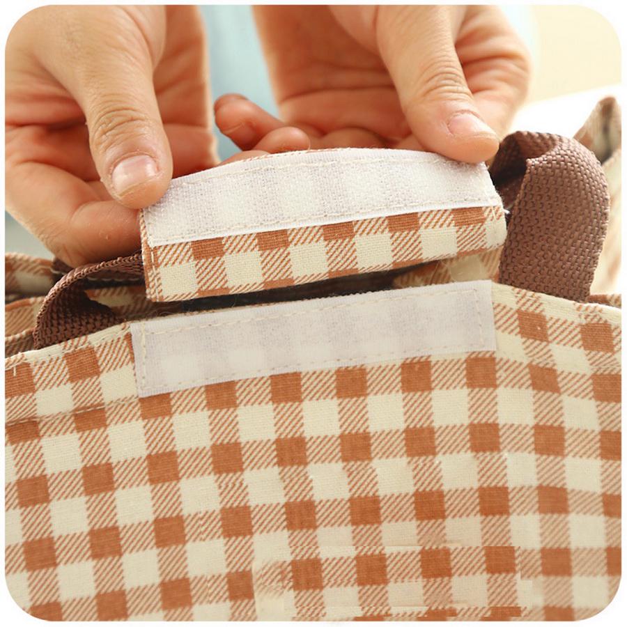 Печать милой многоразовой хлопчатобумажной сумки для обеда изолированная сумка-холодильник пакет коробки для завтрака