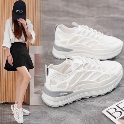 2025 лето популярная мода повседневная универсальная мягкая подошва нескользящая сетчатая дышащая белая обувь женские амортизирующие спортивные туфли