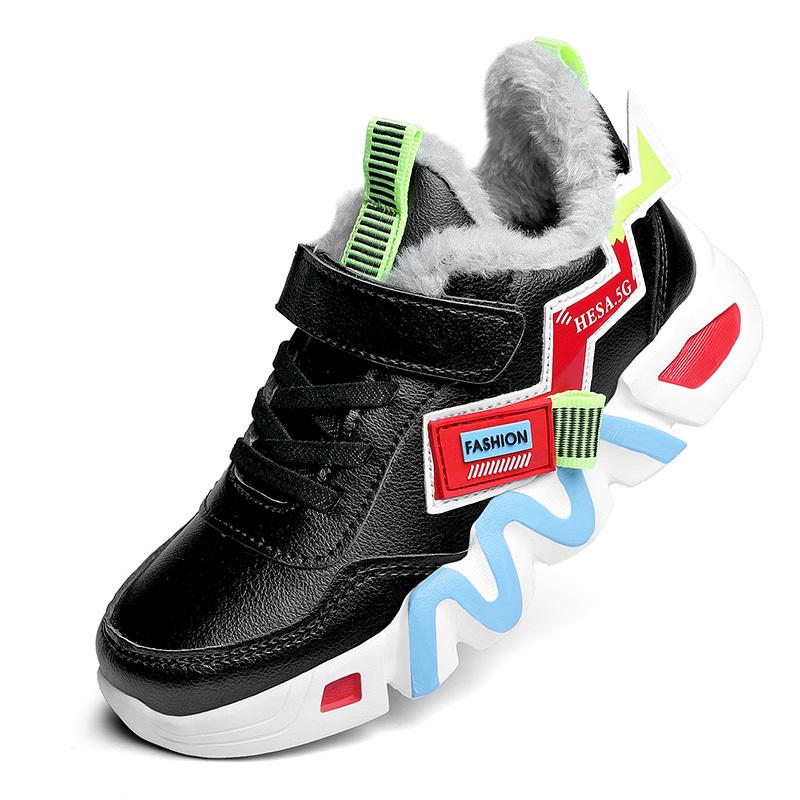 Детские теплые зимние сапоги. Детская зимняя хлопчатобумажная обувь. Нескользящие теплые плюшевые сапоги на открытом воздухе. Теплая меховая обувь с высоким берцем. Водонепроницаемые теплые кроссовки.
