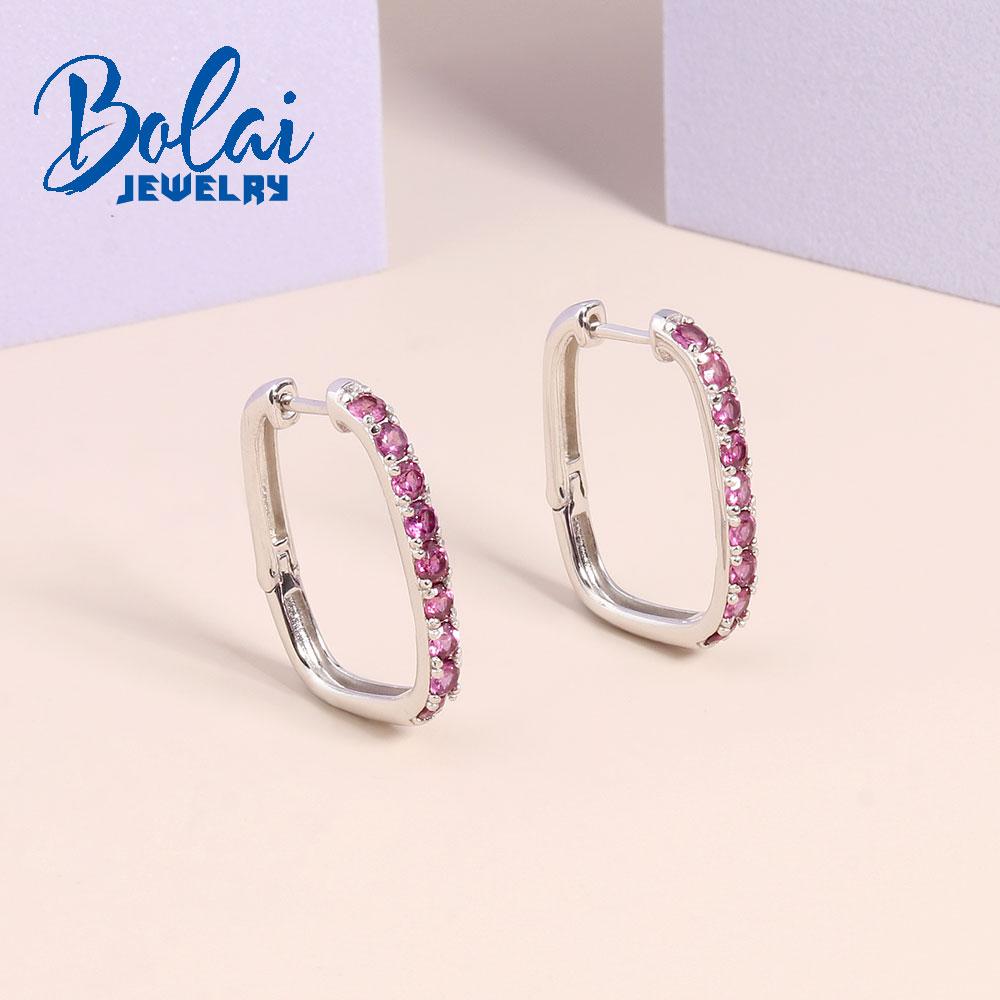 Новинка 2023 года, серьги с застежкой U-образного дизайна, модные серьги с родолитом и гранатом, женские изысканные ювелирные изделия, серебро 925 пробы