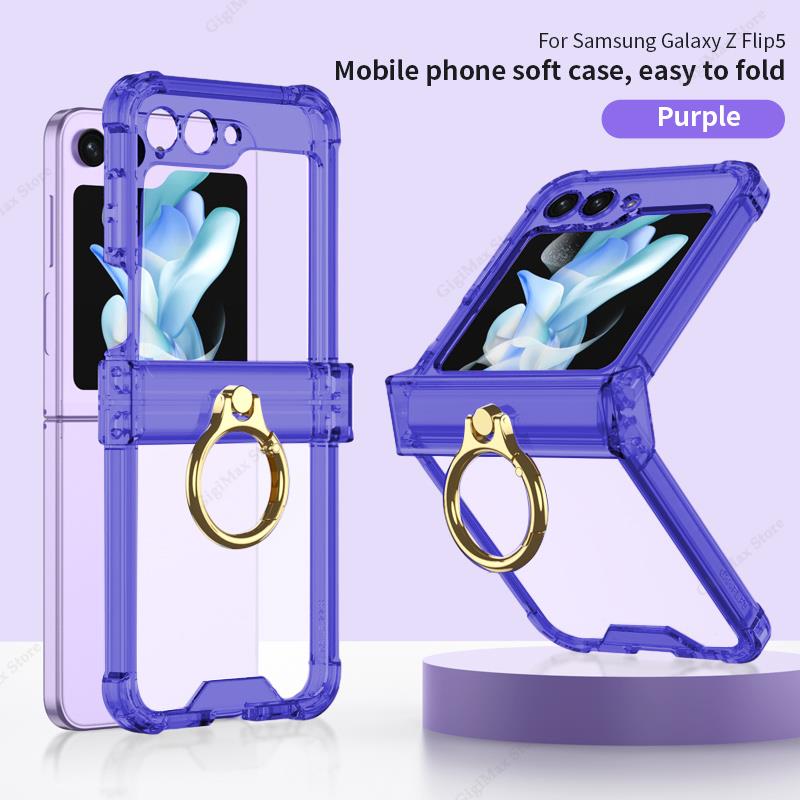Wireless Charging Case For Samsung Galaxy Z Flip 5 Flip5 Clear Soft Cover For Samsung ZFlip5 Z Flip5 Funda Case Protective Coque