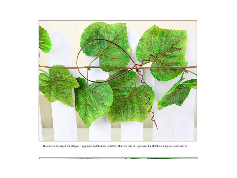 Зеленая искусственная виноградная лоза для декора стен в помещении и на балконе