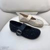 Fashion Women Flat Shoes Vulcanize Designer Loafers Diamond Rivet Mary Jane Shoes Woman Studded Crystal Women Flats Ballet Lolita Shoes
