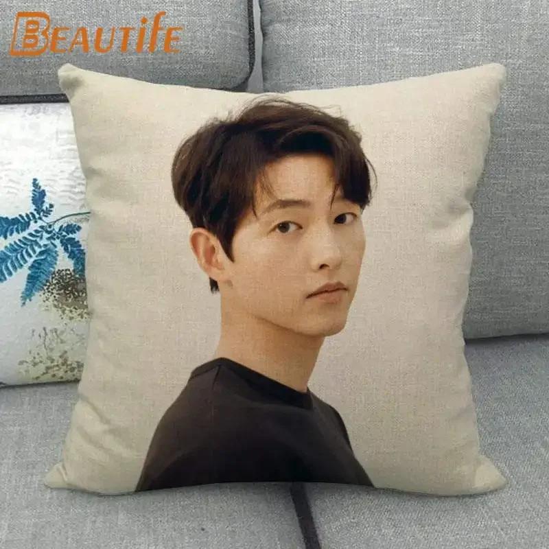 45X45 см Vincenzo Song Joong Ki KPOP наволочка с квадратной молнией, хлопковая льняная ткань, наволочки для спальни, дома, декоративный подарок