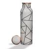 Pure Copper Water Bottle 1 Litre Alkaline and Anti Oxidant 100% Leak Proof, Office, Modern Tamba Bottle (Grey Abstract Line)