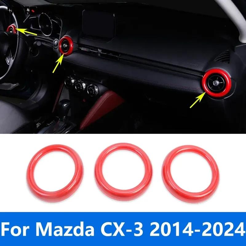 For Mazda CX-3 CX3 2014- 2024 Carbon Fiber Front Air Condition Vent Outlet Cover Molding Trim Interior Accessories